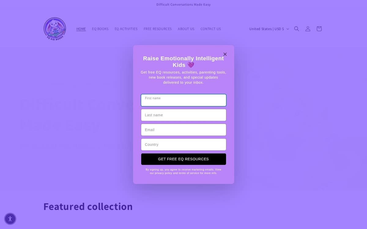EQ Kid Books website